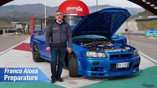 Nissan Skyline  GT TURBO R34, guida a SX (unica): tuning by Alosa test al Mugello